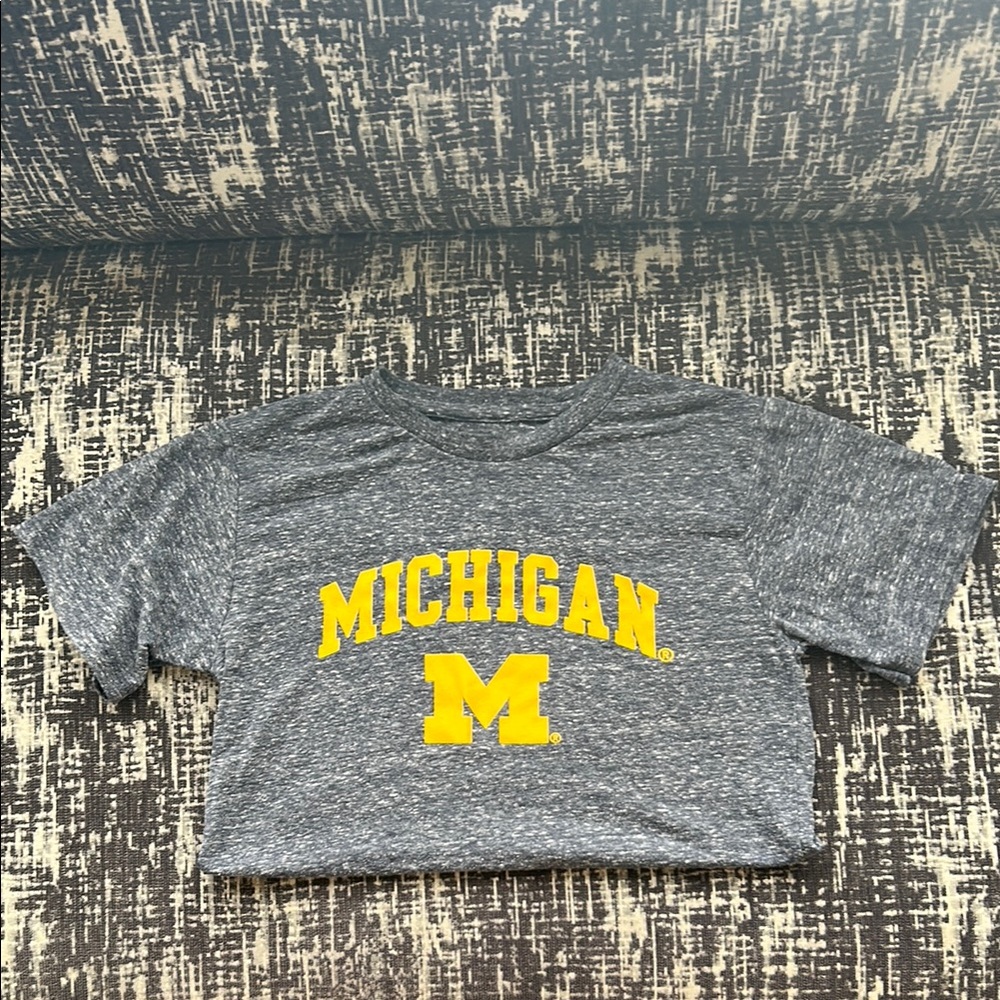 Gray Michigan T-Shirt with Yellow Logo